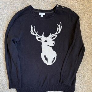 Women’s Black Sweater with shimmer& pearl  embellishment by charter club